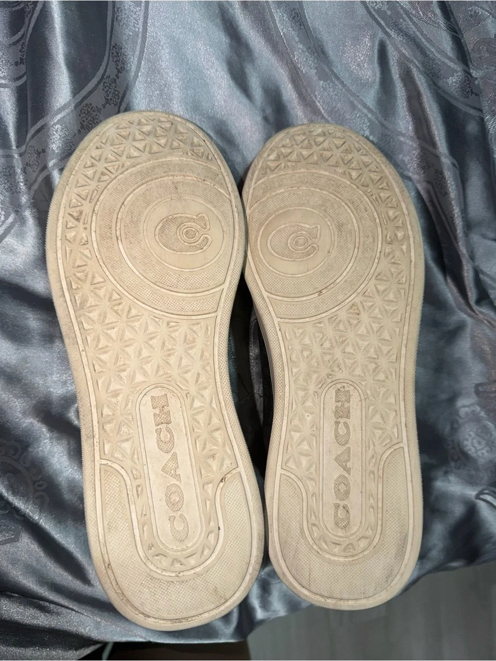 Coach Black Leather Low-Top Sneakers with Cream Soles and Laces